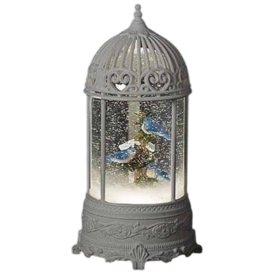 Bluebird with Holly Swirl Birdcage – 10.5 Inch