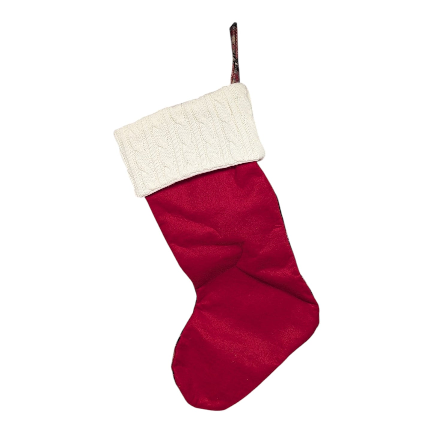 Burgundy & Cream Plaid Holiday Stocking