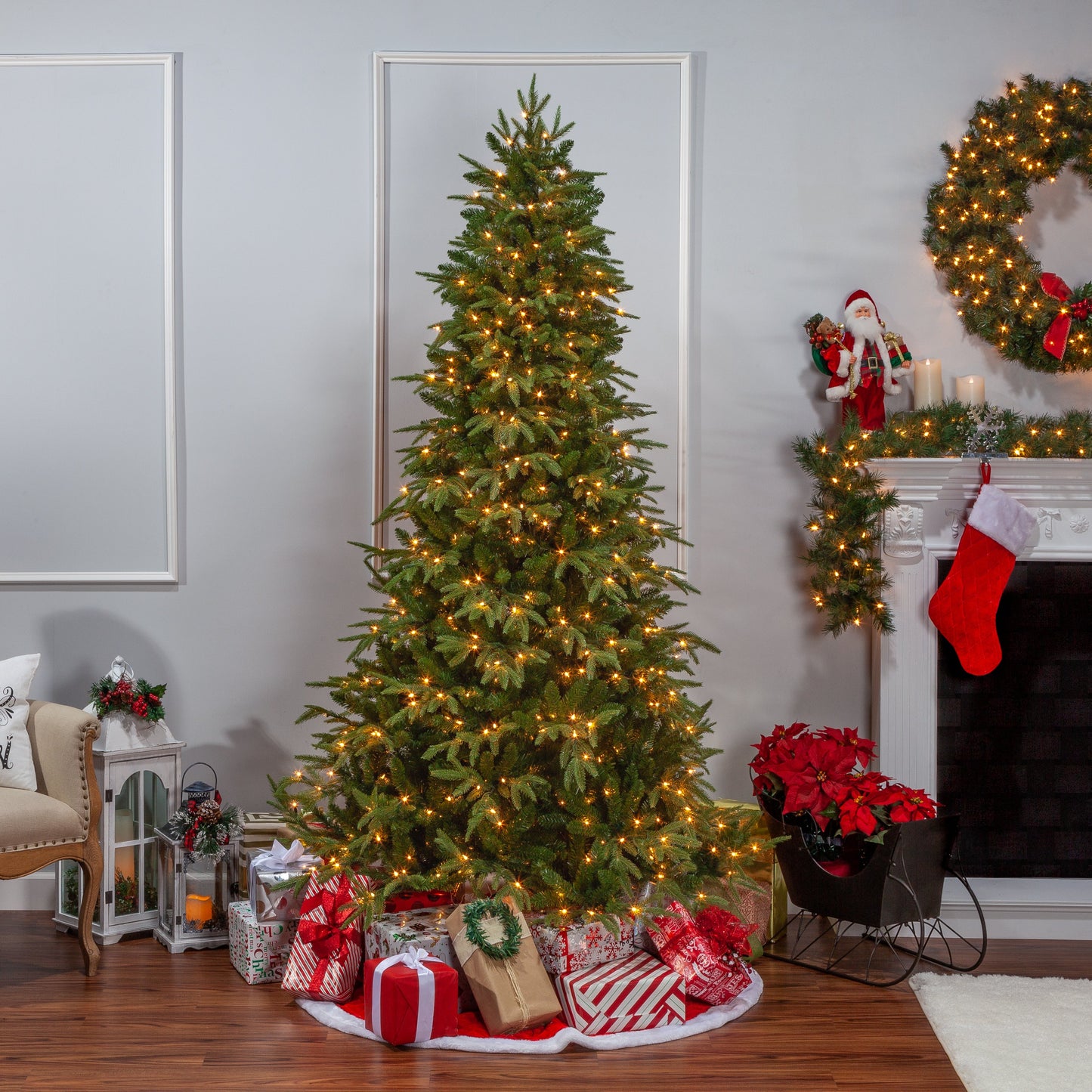 7.5 foot Natural Cut Frasier Fir- Clear Lights