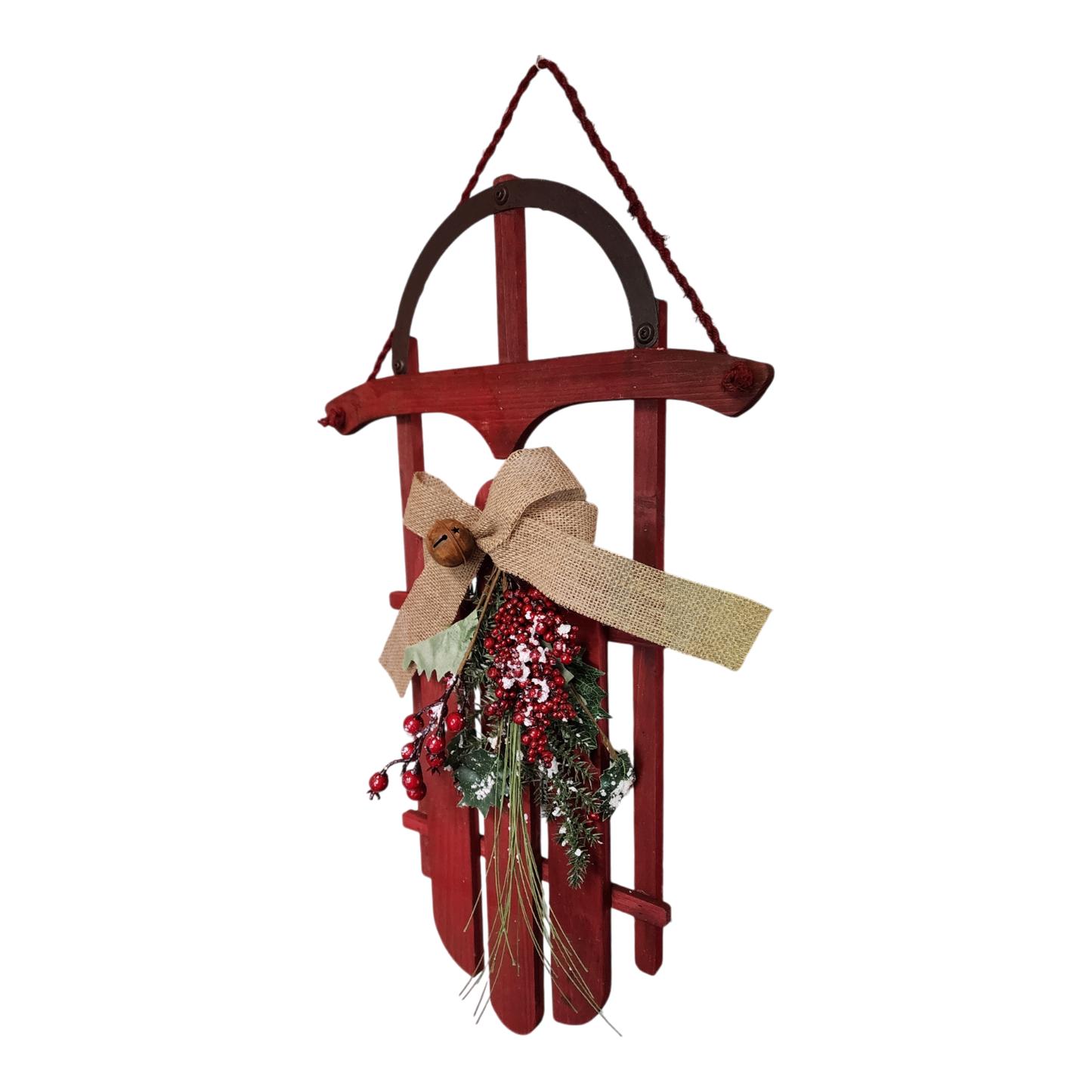 Wood Holiday Sleigh - 27 Inch - Red