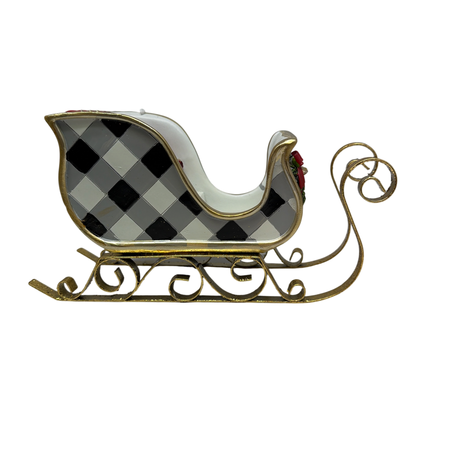 Black and White  Holiday Sleigh - Medium