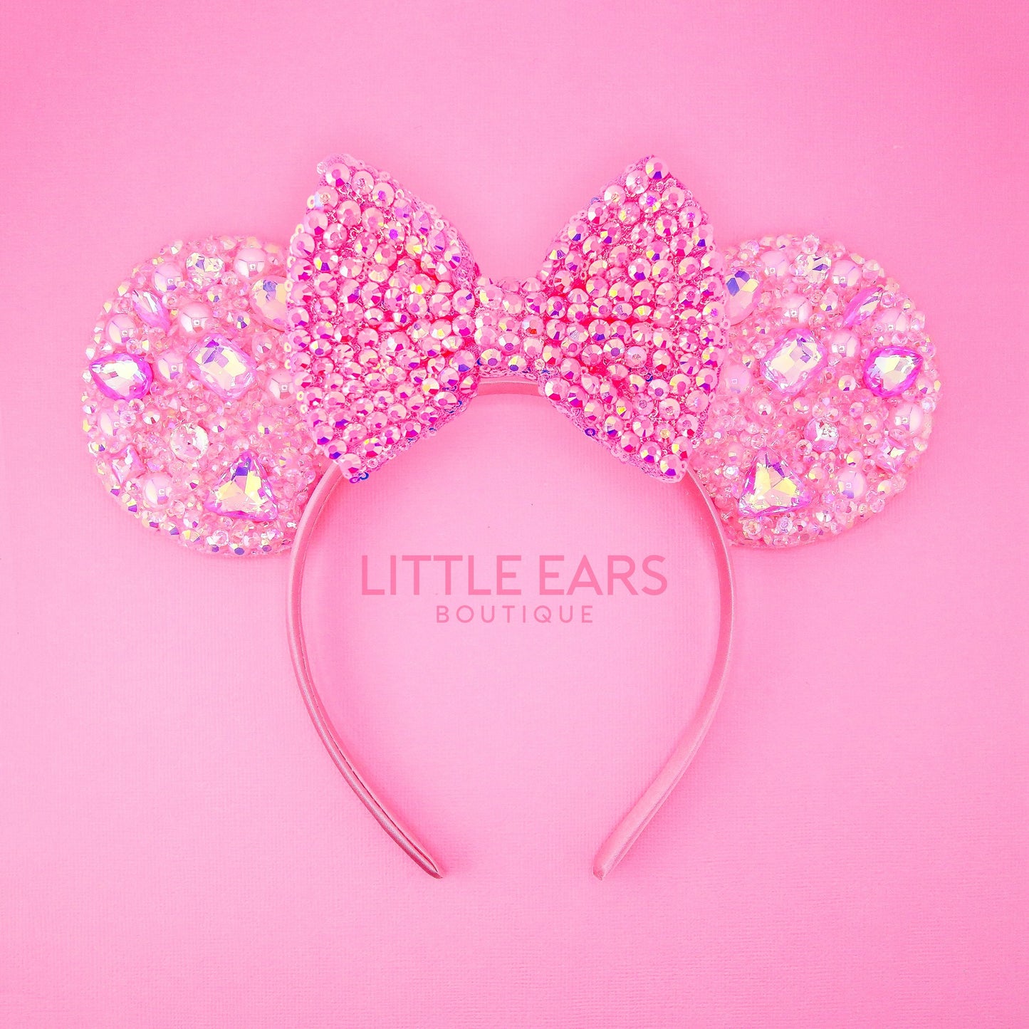 Shiny Pink Glass Mickey Ears