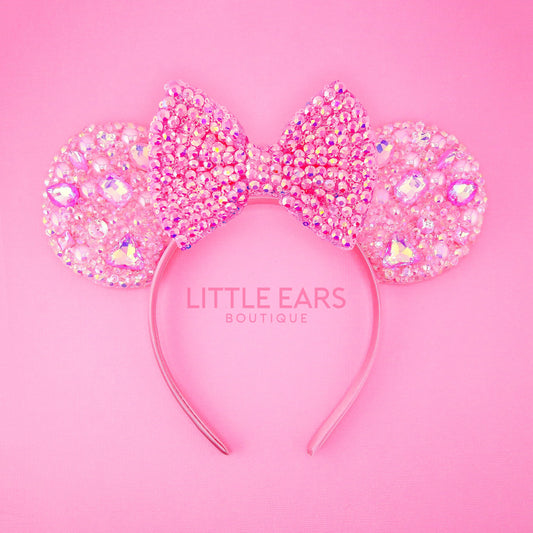 Shiny Pink Glass Mickey Ears