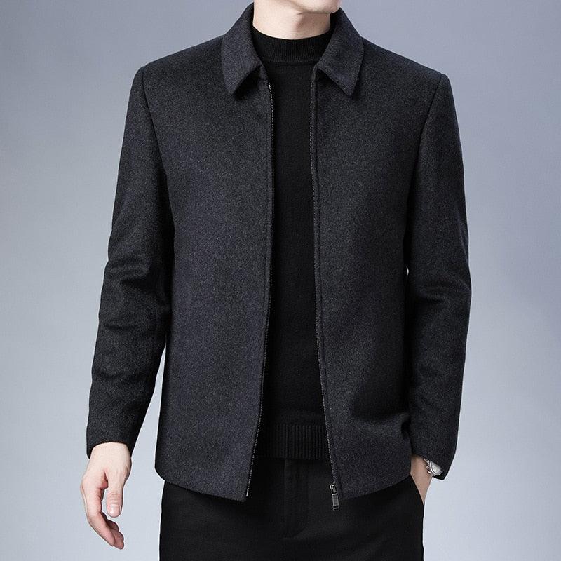 Simple Black Men Casual Jacket Luxury Fashion Autumn Winter Men Clothing Classic Jacket Solid Color Jacket Male Casual Outdoor Warm Lightweight Jackets