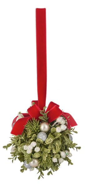 Velvet Ribbon Door Decor Kiss Balls - White