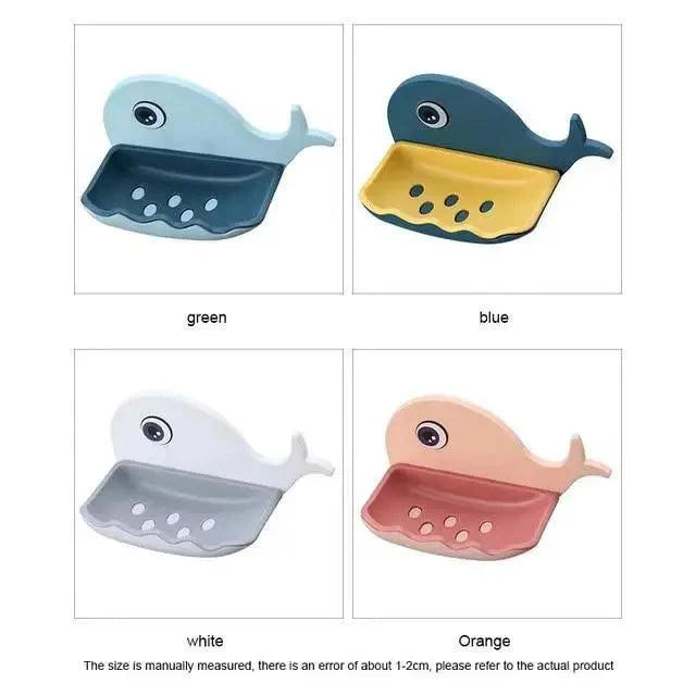 Soap Rack No Drilling Wall Mounted Drain Non Perforated Double Layer Holder Sponge Dish Accessories Magic Soap Dishes Bathroom Cute Soap Dish for Kids Plastic Self Draining Soap Holder for Shower Wall Cartoon Hanging Bathroom Soap Tray with Suction Cup