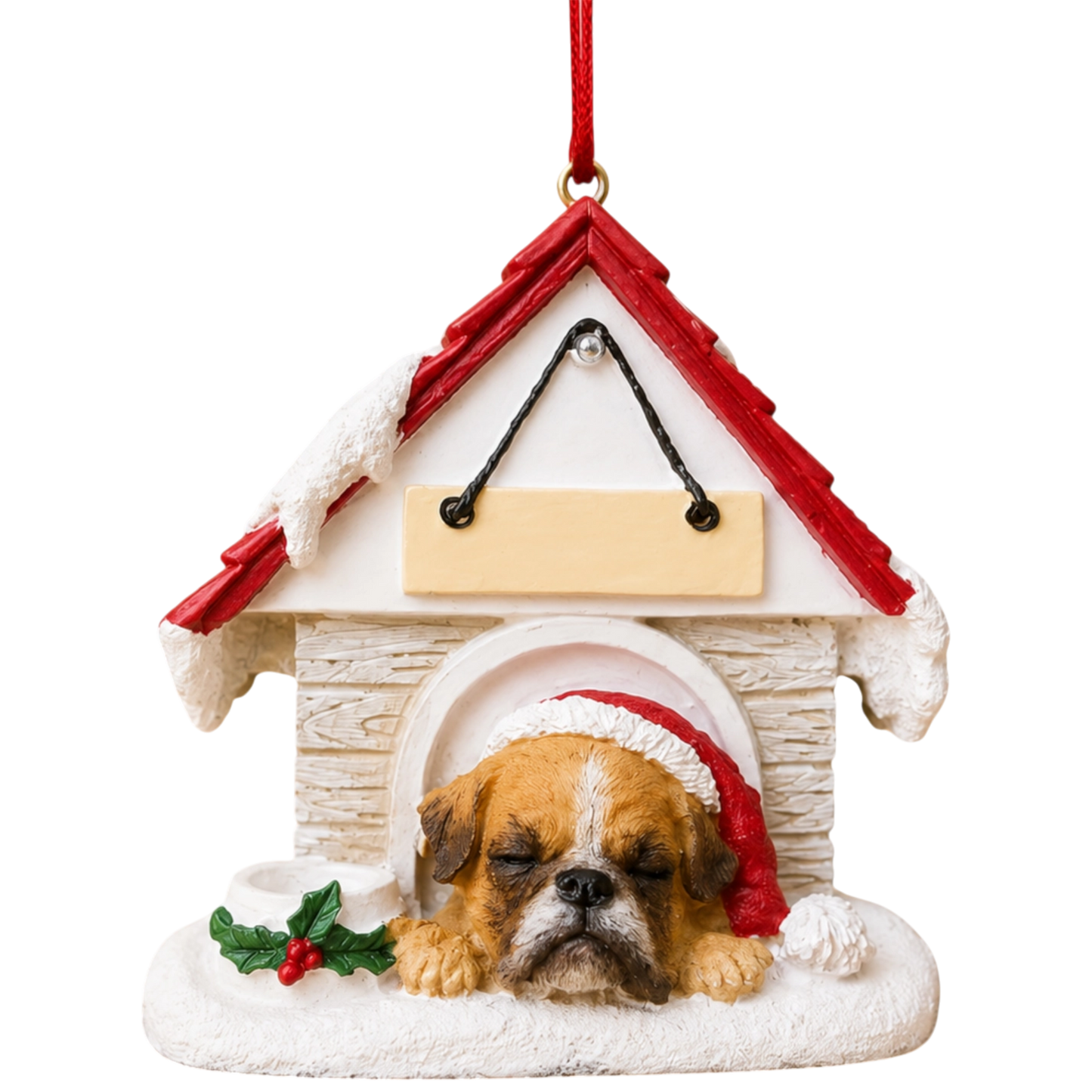 Ceramic Doghouse Ornament - Pug