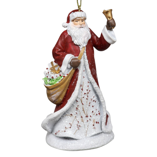 Berry Vine Santa with Bell Ornament