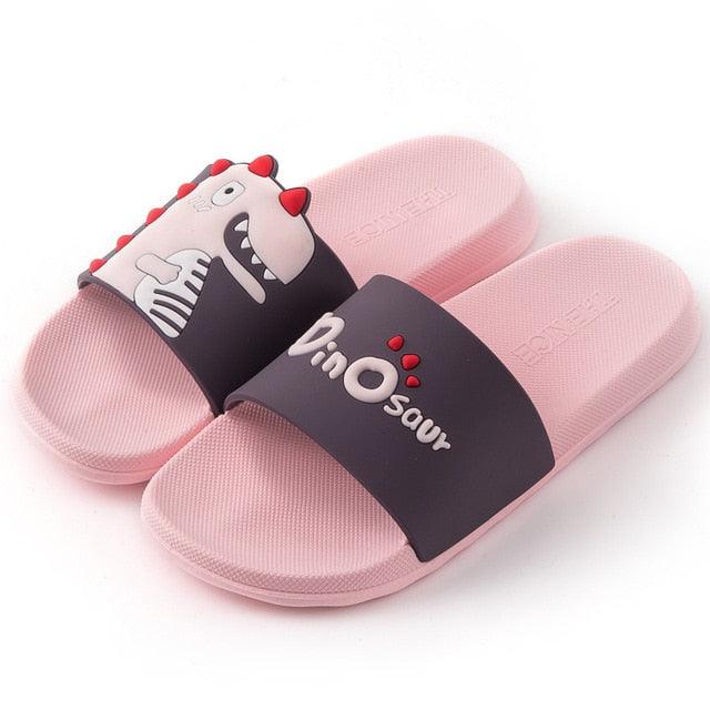 Summer Women Floor Flat Shoes Lovely Indoor Flip Flops Female Non-Slip Bathroom Home Slippers Women Cartoon Comfort Slip-On Sandal Shower Water Shoe