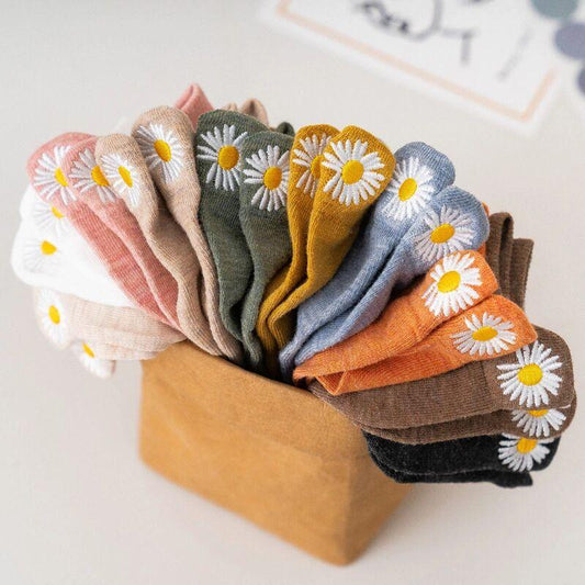 Summer Women's Socks Cute Flower Socks Simple Solid Color Socks Women's Long Socks Funny Breathable Socks For Men And Women
