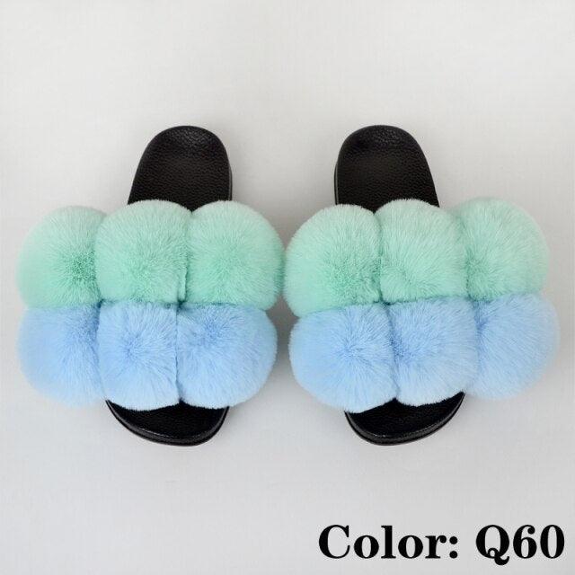 Summer Women Slippers Faux Fur Slides For Women Fluffy Slippers House Shoes Woman Slippers Open Toe Fuzzy Fur Slippers Girls Fluffy House Slides Outdoor Indoor Slippers