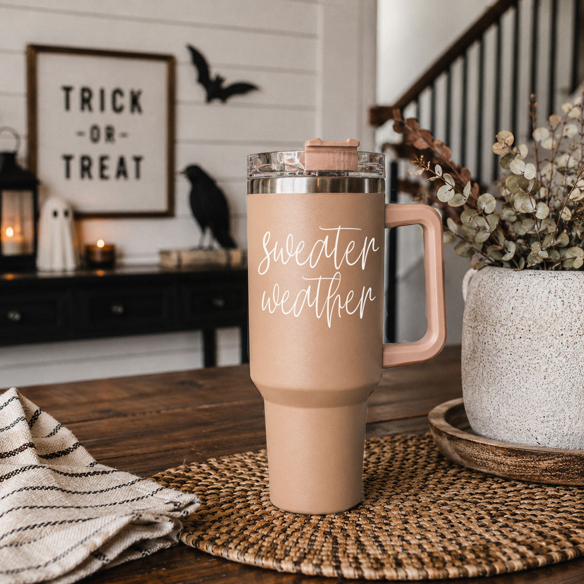 Sweater weather tumbler for cozy fall mornings
Fall morning coffee tumbler with sweater weather design
Autumn morning tumbler with cozy script lettering
Cozy coffee tumbler with sweater weather saying
Sweater weather insulated cup for hot and cold drinks
Fall travel tumbler for hot coffee iced coffee and water
40oz fall drink cup with handle straw lid and cozy quote
Neutral cozy fall tumbler with sweater weather phrase