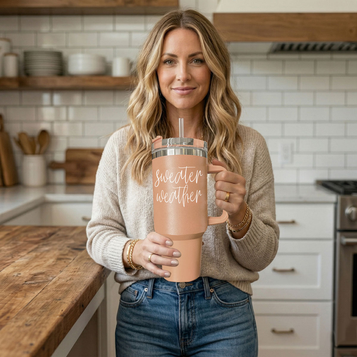 Autumn quote tumbler with simple white lettering
Cozy fall travel cup with sweater weather script
Sweater weather 40oz cup for pumpkin spice lovers
Fall tumbler with handle for cozy season drinks
Neutral autumn tumbler with sweater weather phrase
Fall drinkware with minimalist sweater weather design
Cozy sweater weather tumbler for fall coffee runs
Autumn tumbler with neutral tan color and white script
Sweater weather cup for fall boutique shelves
