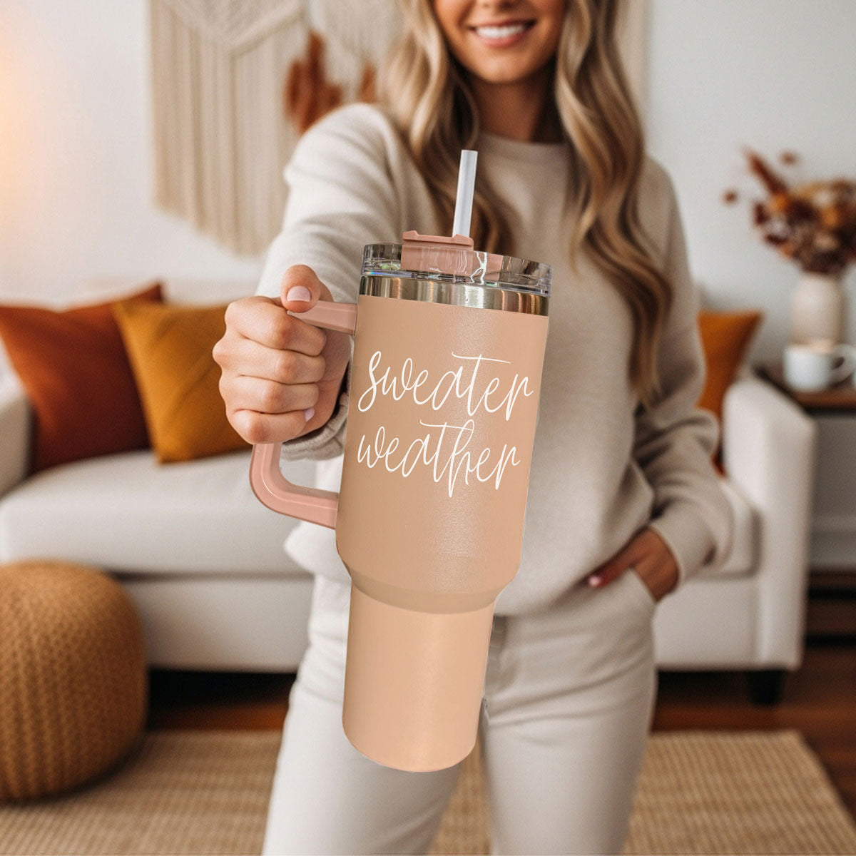 Sweater weather insulated travel cup for fall
Fall insulated cup with cozy sweater weather quote
Autumn insulated drinkware with simple white script
40oz fall insulated cup with handle and straw
Sweater weather tumbler for hot drinks and iced coffee
Fall tumbler for coffee tea water and iced drinks
Cozy autumn drink cup with sweater weather phrase
Minimalist sweater weather tumbler for fall lovers