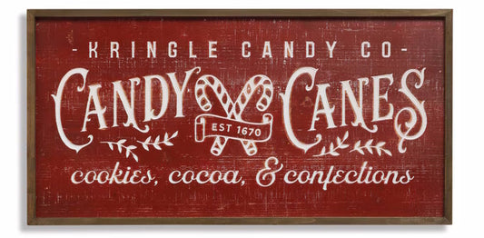 Candy Canes Wood Sign