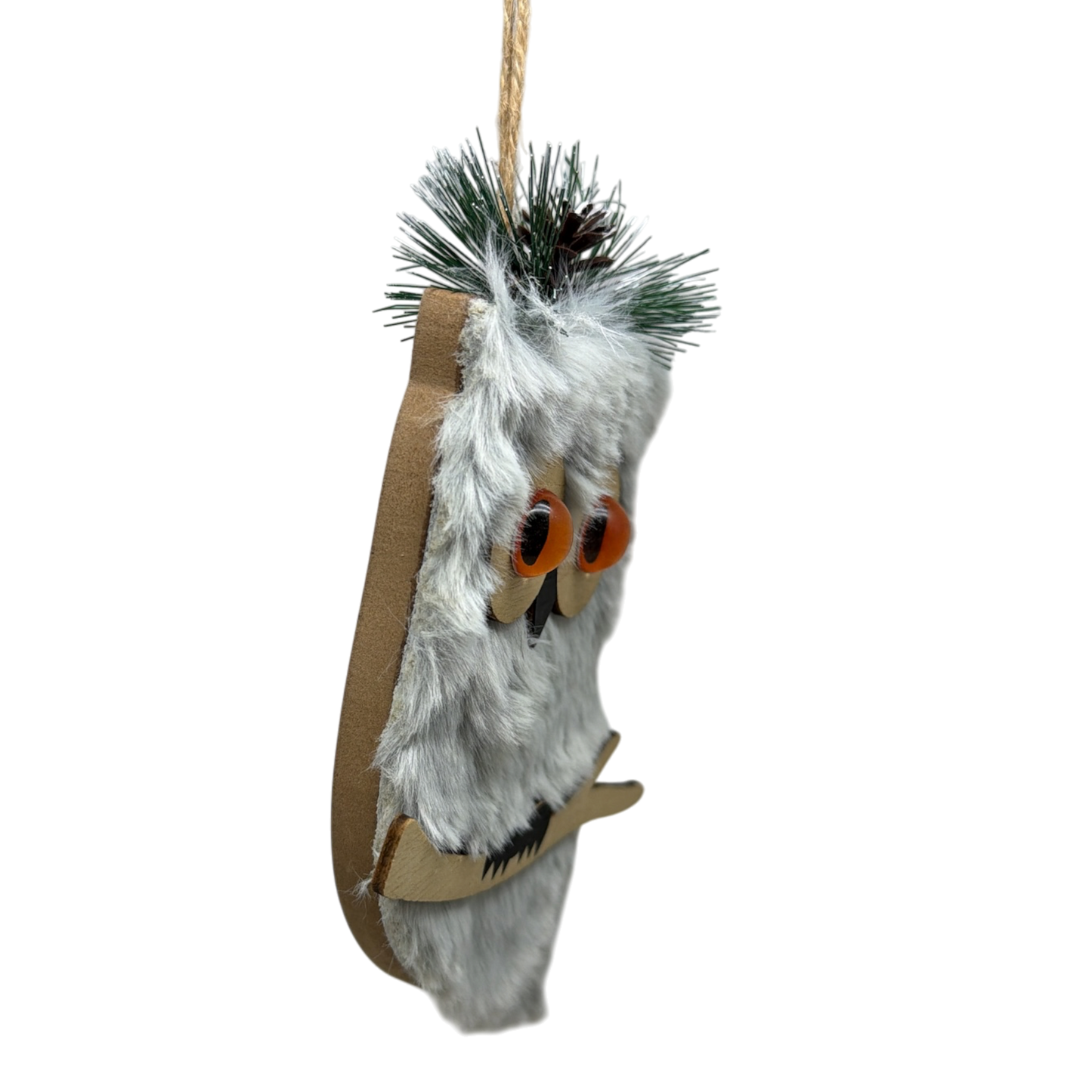 Grey Holiday Owl Ornament