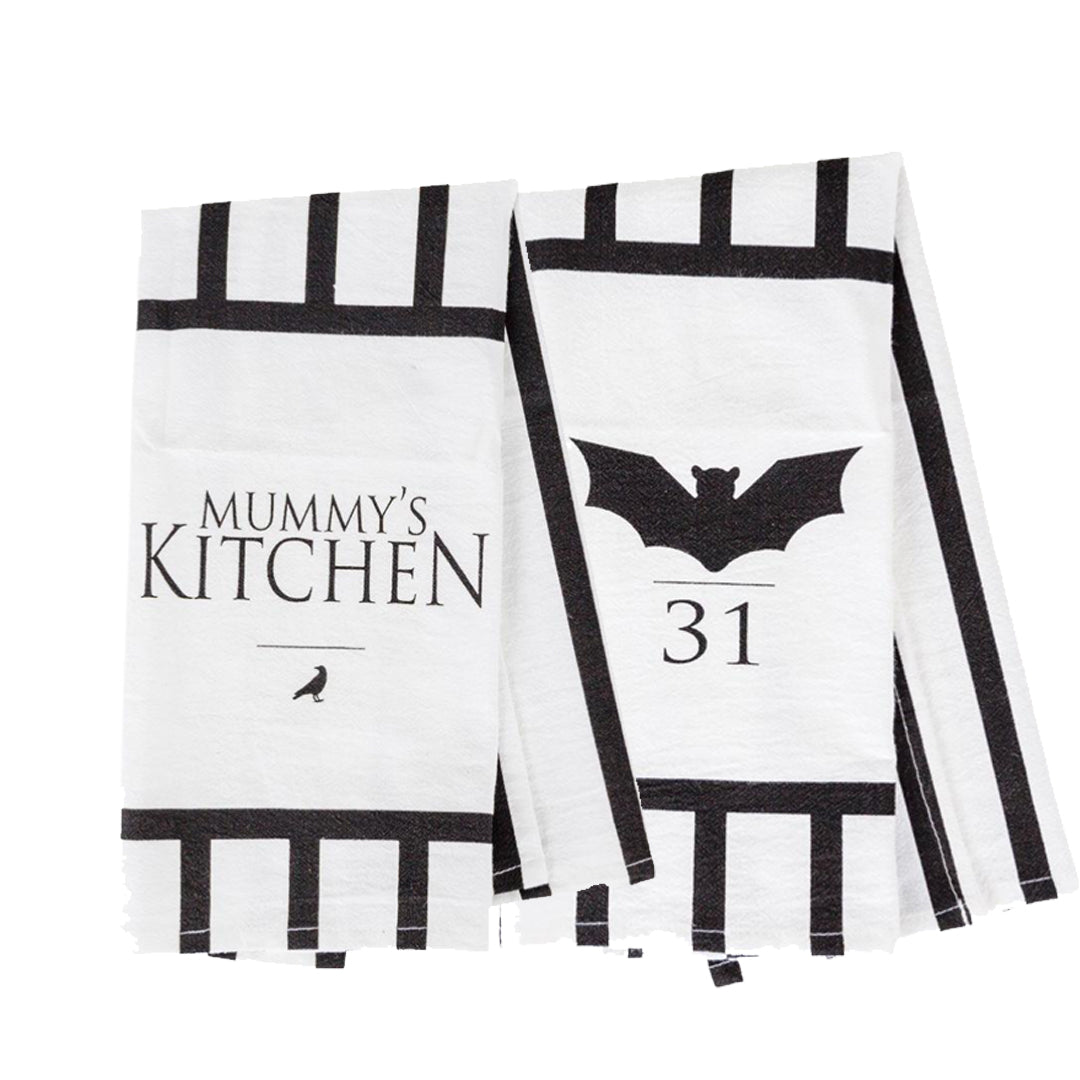 Halloween Tea Towels, BW Style