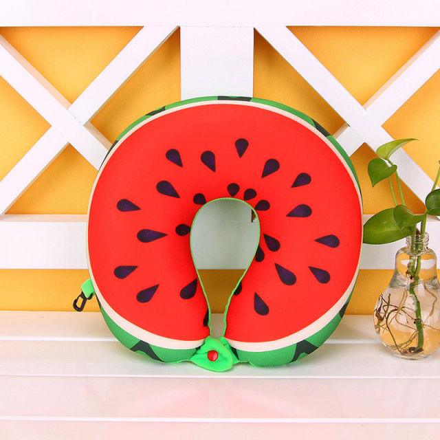 Travel Memory Foam Fruit U Shaped Travel Pillow Neck Support Head Rest Headrest Cushion Pillow Pillow Kids Newborn Travel Neck Pillow U-Shape For Car Headrest Air Cushion Child Car Seat Head Support Infant Baby Cotton U-shaped Pillow