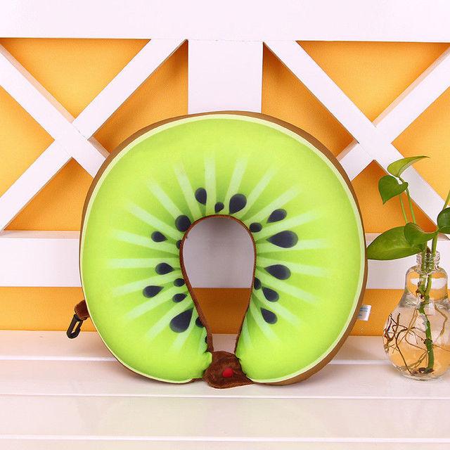 Travel Memory Foam Fruit U Shaped Travel Pillow Neck Support Head Rest Headrest Cushion Pillow Pillow Kids Newborn Travel Neck Pillow U-Shape For Car Headrest Air Cushion Child Car Seat Head Support Infant Baby Cotton U-shaped Pillow
