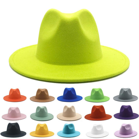 Unisex Fashion Solid Color Large Woolen Hat New Hat Fedora For Men Hats For Women Simple Modern Style Hat Autumn Fashion Hat Winter Multicolor Hat 58-61cm