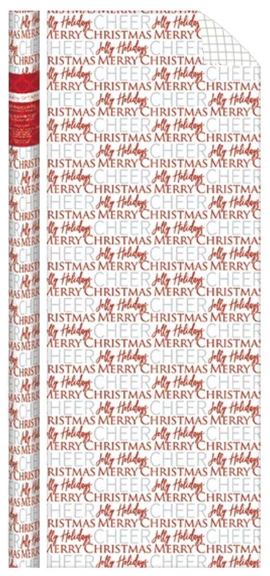Traditional Roll Wrap - 40" x 288" - Christmas Text