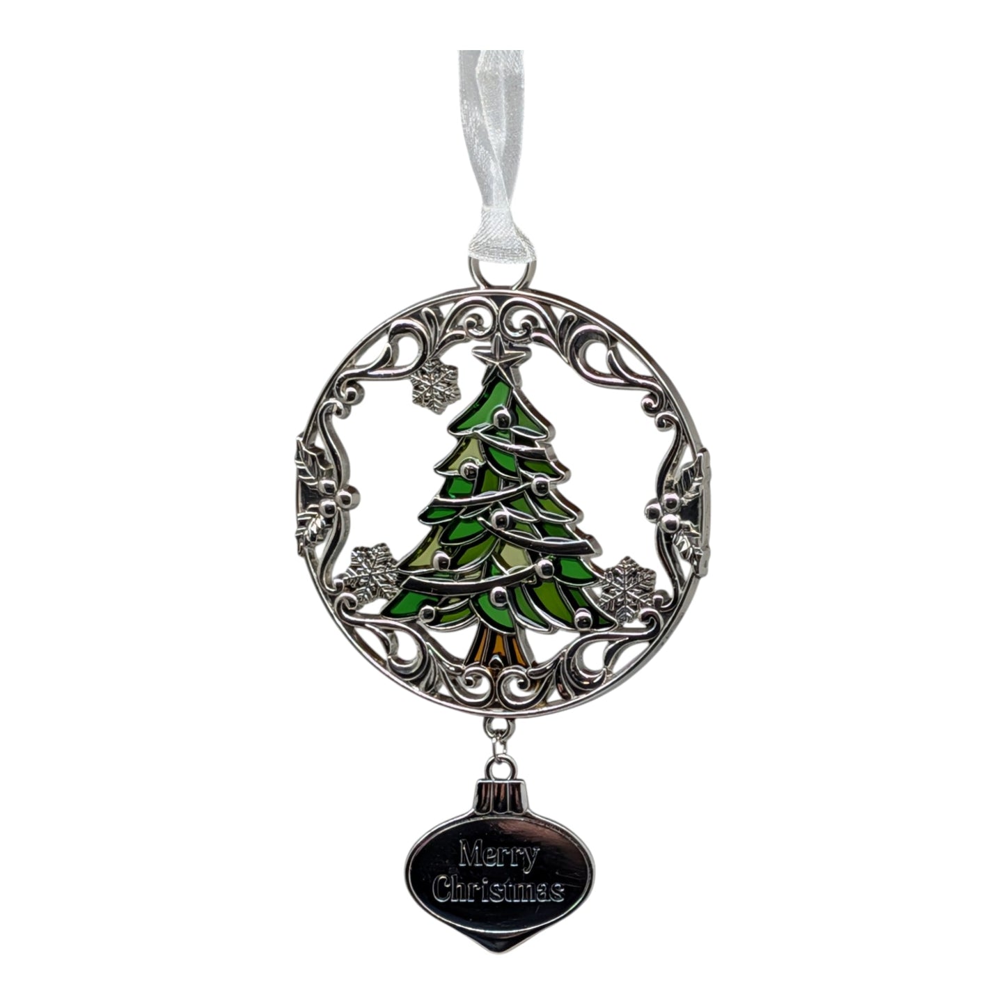 Merry Christmas Evergreen Tree - Colors of Christmas Ornament
