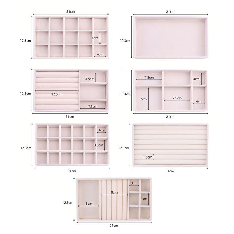 Velvet Jewelry Tray Handicraft Accessories Storage Ring Earring Necklace Finished Product Display Box Grey Beige Organizer Jewelry Storage Organizer Drawer Tray for Necklaces, Rings, Bracelets and Earrings