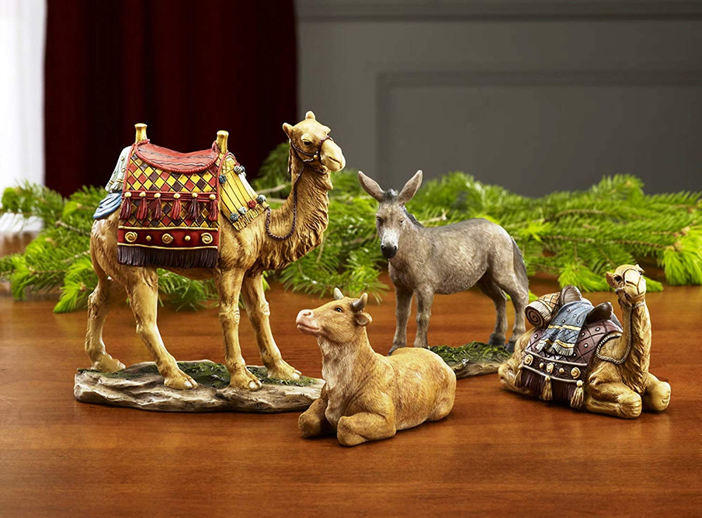 7 Inch Real Life Nativity Set - Includes All People, Lighted Manger, Chest Of Gold, Frankincense & Myrrh