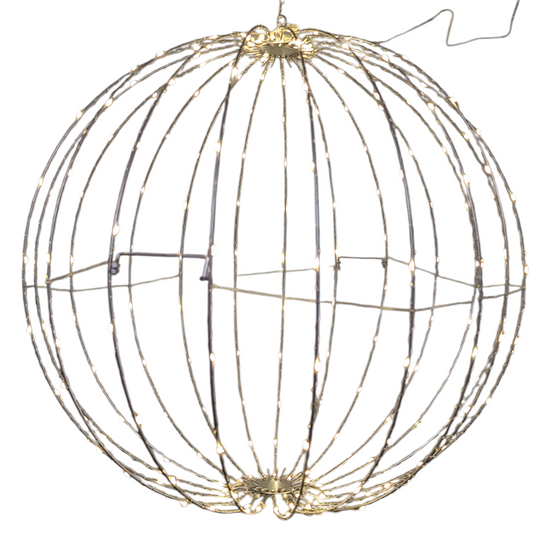 24 Inch Electric Foldable Metal Sphere With 220 Warm White Micro Led Lights