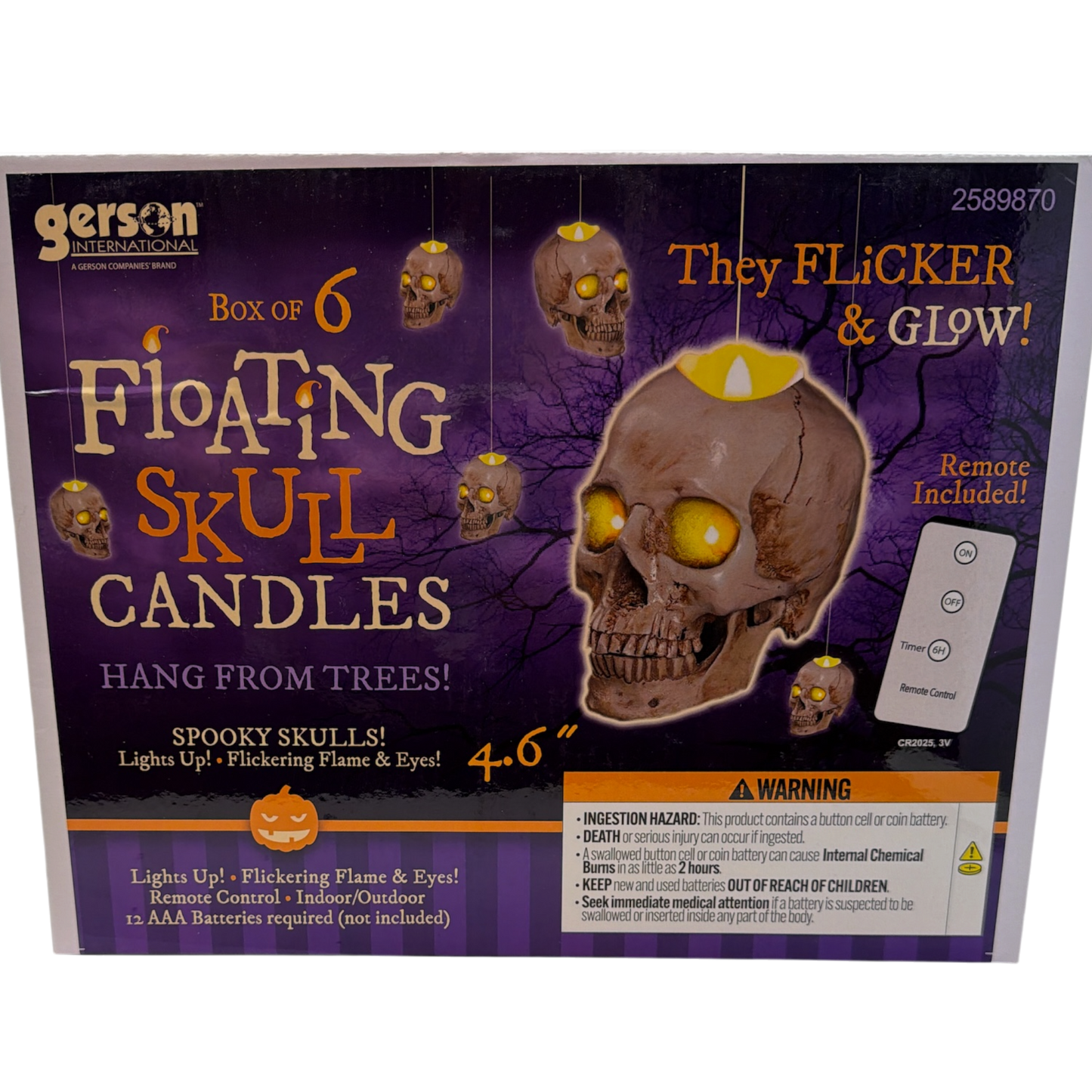 Lighted Hanging Skulls - Set of 6