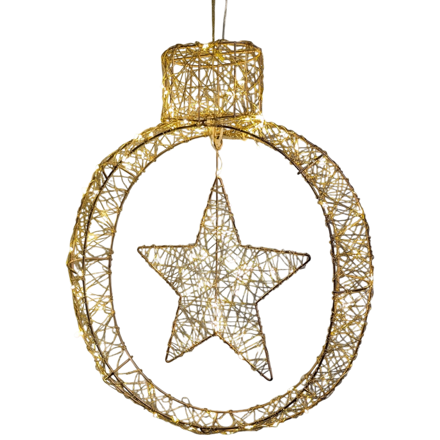 Celestial Radiance: A Golden Star Ornament Aglow - 20 inch