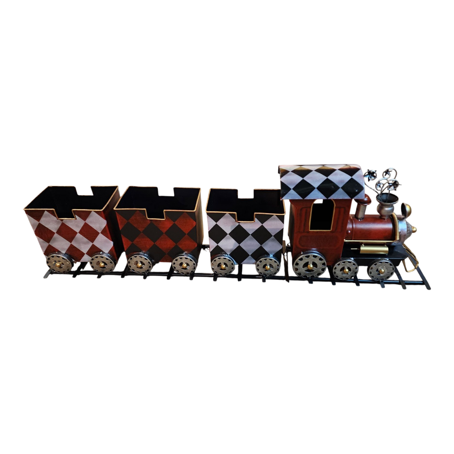 Metal Holiday Harlequin Train - 37 Inches Long