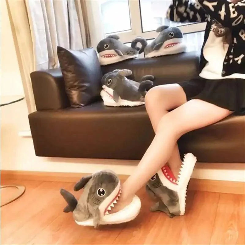 Warm Shark Womens Home Slippers Fashion Plush Winter Funny Elegant Women Slippers