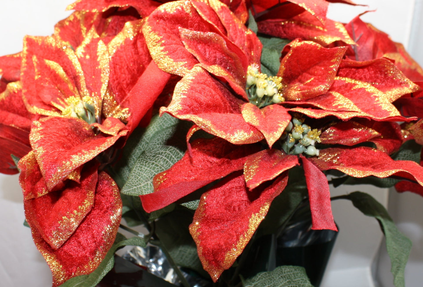 22" Potted Faux Red Poinsettia
