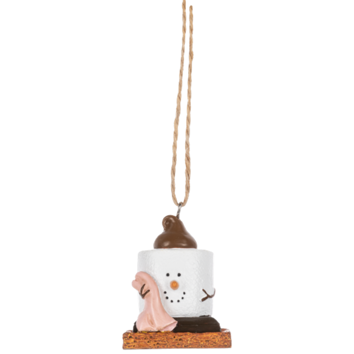 S'mores Baby in Pink: A Cozy Campfire Cherub Ornament