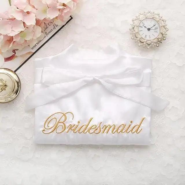Wedding Satin Bride Robe Elegant Golden Bridesmaid Casual Short Women Nightwear Comfortable Sleepwear