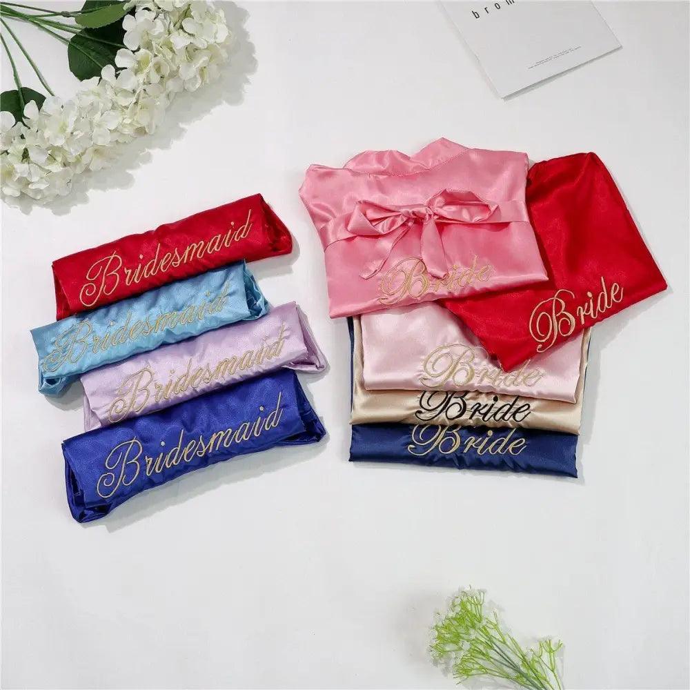 Wedding Satin Bride Robe Elegant Golden Bridesmaid Casual Short Women Nightwear Comfortable Sleepwear