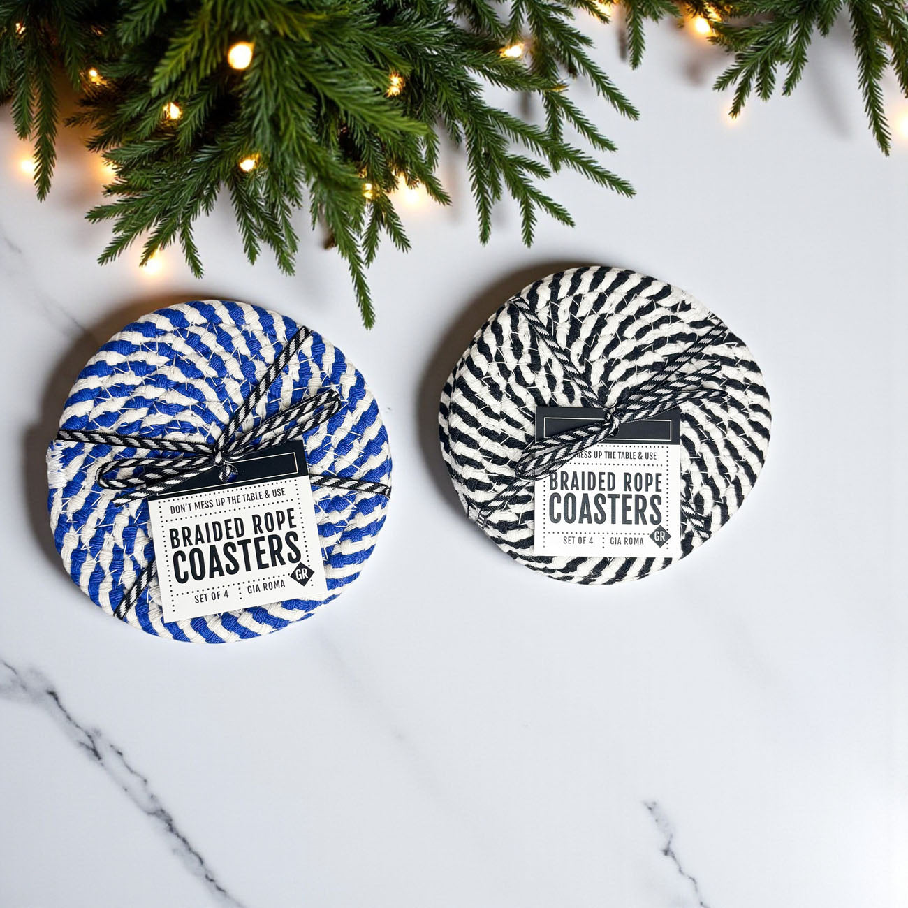Black and white braided rope coasters set of 4 handmade home decor
Monochrome braided rope coasters gift set black white home accessories
Black white braided coasters set 4 piece modern home decor