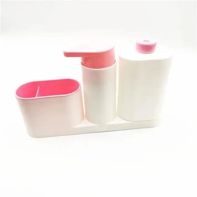 White Smart Kitchen Soap Dispenser Bathroom Accessories Liquid Soap Dispenser Simple Storage Box With Tank 3 IN 1 Cleaning Sponge Brush Holder Soap Pump Kitchen Gadgets