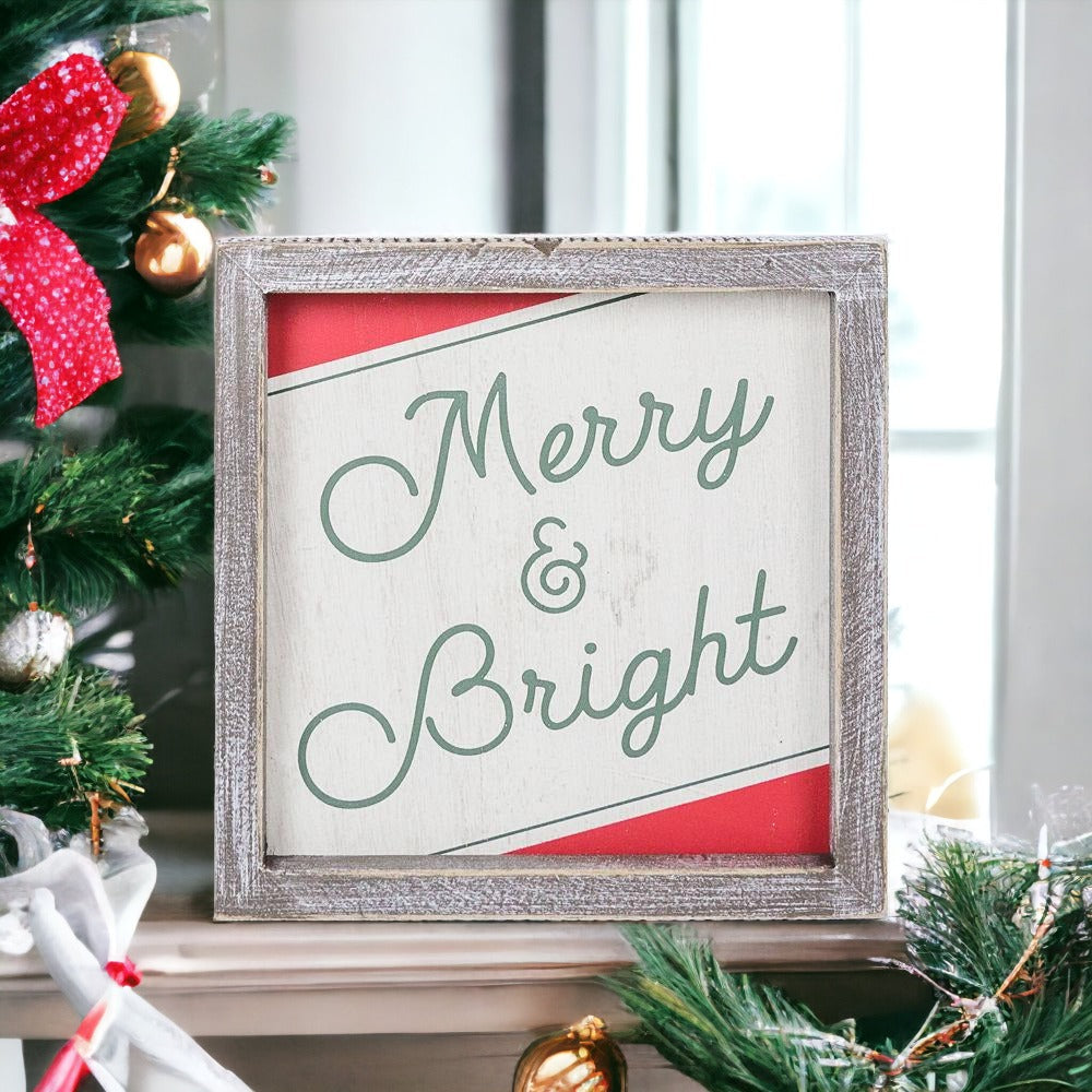 Red and Green Christmas Decorations, Wooden Christmas Signs to hang