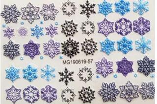 Winter Christmas Acrylic Engraved Nail Sticker Colorful Snow Design Decals Nail Water Slide Decals Nail Art Stickers Decals Christmas Snowflake Bronzing Christmas Slider Nail Art 3D Decals Decoration  Decals Snowflakes Elk Bear Christmas Xmas Stickers