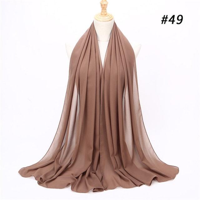Winter Fashion Long Solid Color Soft Muslim Bubble Chiffon Hijab Scarf Shawls Hijab Elegant Scarf Wrap Lightweight Islamic Head Wear Escharpe Shawls Headband Wraps Lightweight Head Scarves Ladies Hijabs For  Women