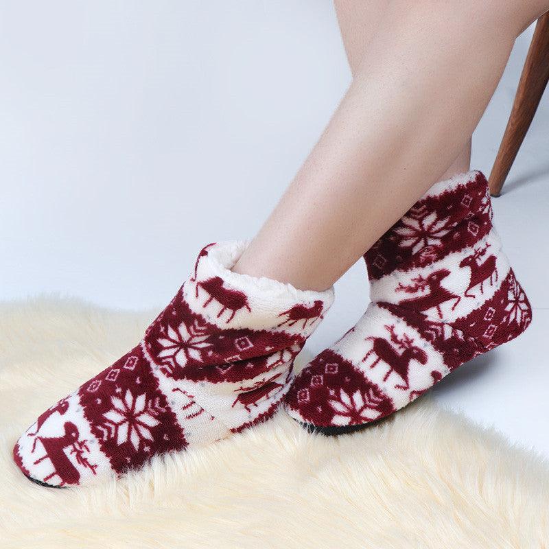 Winter Fur Slippers Women Warm House Slippers Plush Flip Flops Christmas Cotton Indoor Home Shoes Comfort Warm Fluffy Faux Fur Slipper Boots Soft Memory Foam Ankle Booties