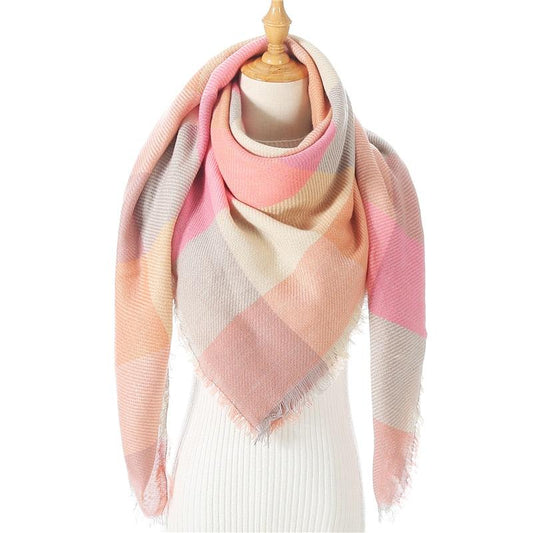 Winter Warm Soft Bandana Plaid Warm Headwear Triangle Scarves Scarf Cashmere Scarf Knit Wraps Shawls Hijabs Shawls Escharpe Elegant Cashmere Scarf Head Wrap Bandana Blanket Shawls Wraps For Female