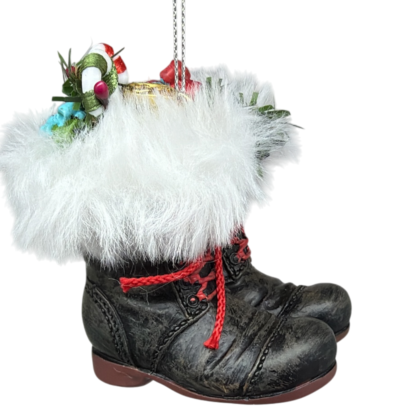Filled Boots With Joy Ornament  - Black