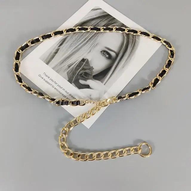 Women Elegant Elastic Stretch Wide Dress Belt  Big Chain Waistbands For Women Luxury Party Belts For Dresses