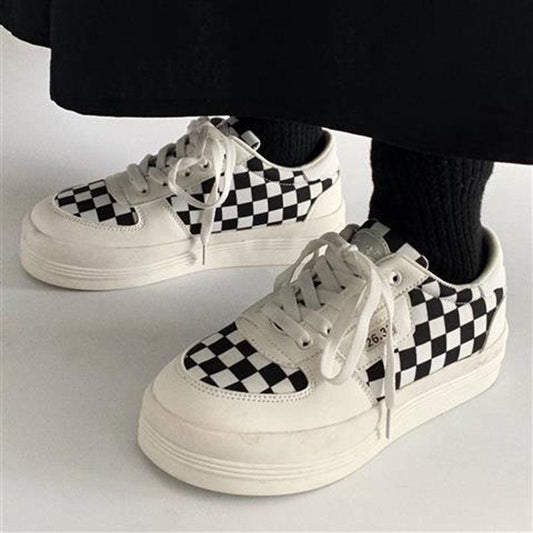 Women's Thick Tennis Platform Canvas Sneakers Fashion New Casual Vintage Vulcanized Sport Shoes Low Top Canvas Flats Lace-Up Casual Comfortable Walking Sneakers