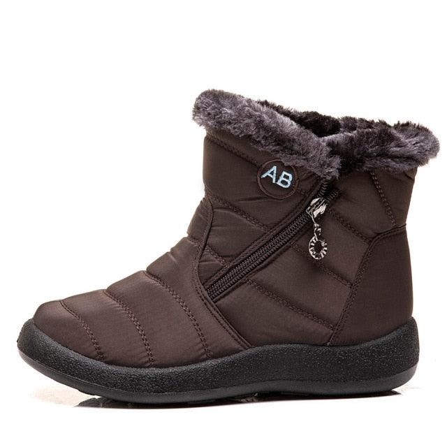 Women Snow Boots Warm Short Fur Plush Winter Ankle Boots Zip Comfort Warm Shoes Anti-Slip Fur Lined Ankle Short Boots Waterproof Slip On Outdoor Lightweight Shoes