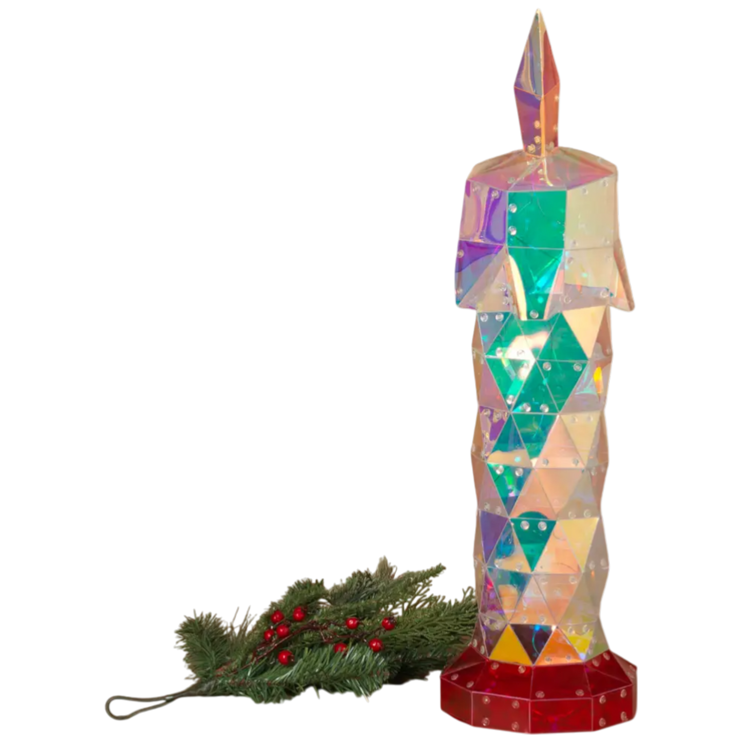 Lighted Holographic Holiday Candle - 2 Feet Tall
