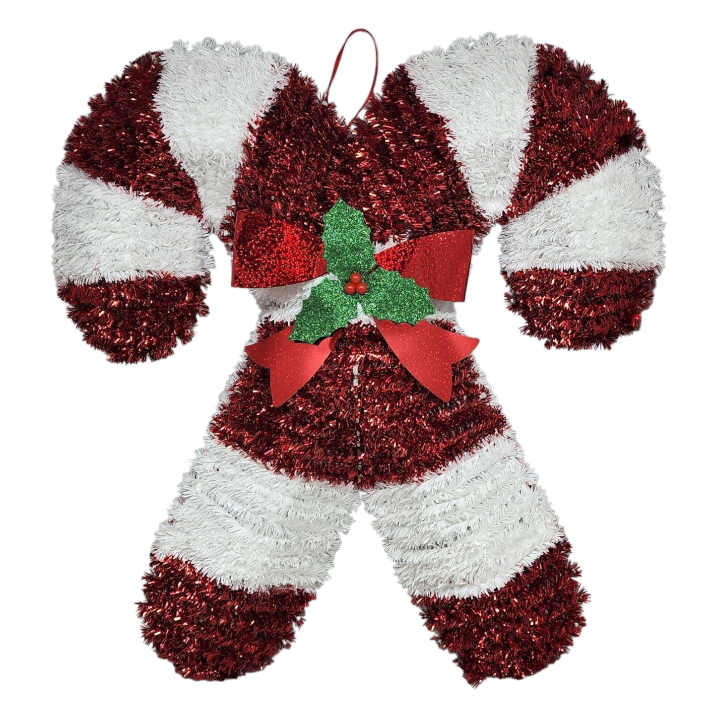 Crossed Candy Canes Tinsel Wall Decor - 19" Tall